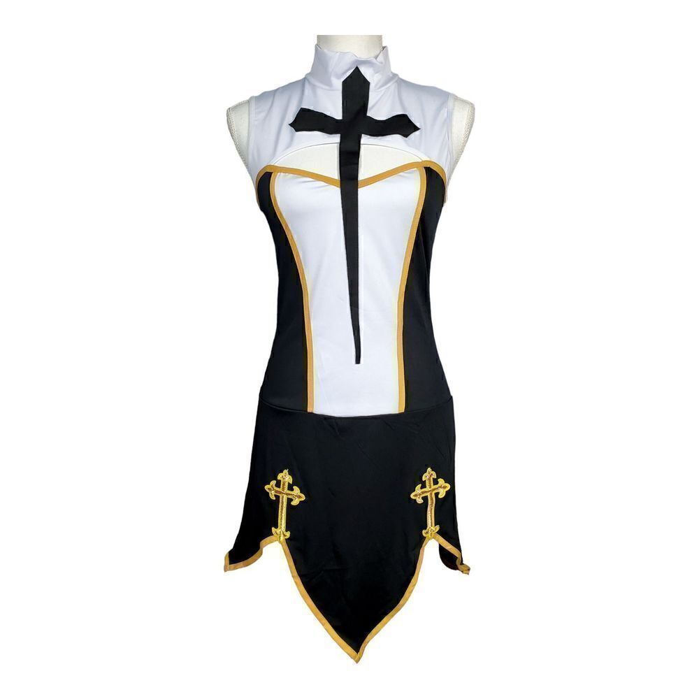 Music Legs Nun Costume Size S/M Black White Halloween Party Cosplay Sexy New